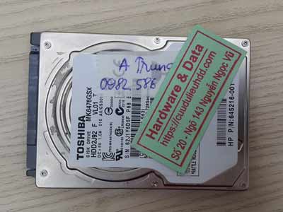 phục hồi dữ liệu ổ cứng toshiba 640GB chết cơ