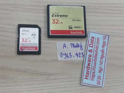 cứu dữ liệu ổ cứng thẻ nhớ sandisk 32GB mất dữ liệu