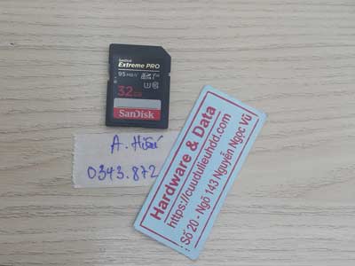 cứu dữ liệu thẻ nhớ sandisk 32GB mất dữ liệu